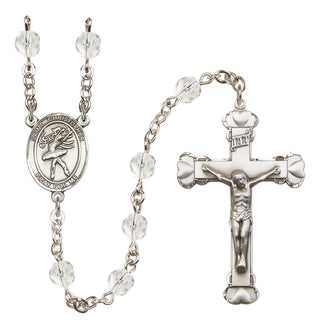 Silver-Plated 6mm Saint Christopher/Dance Rosary
