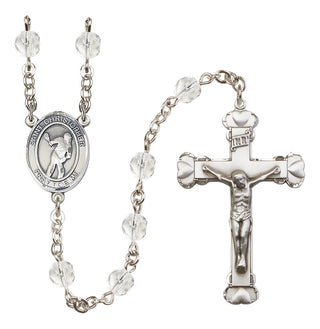 Silver-Plated 6mm Saint Christopher/Lacrosse Rosary