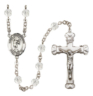 Silver Plated 6mm Fire Polished Saint Christopher/Basketball-Women Rosary in Crystal