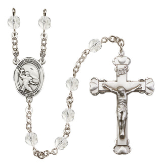 Silver-Plated 6mm Saint Sebastian / Football Rosary