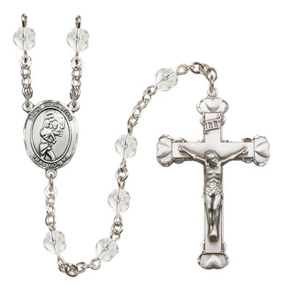Silver-Plated 6mm Saint Sebastian/Softball Rosary