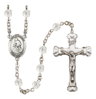 Silver-Plated 6mm Saint Sebastian/Wrestling Rosary