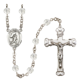 Silver-Plated 6mm Saint Sebastian /Track&Field-Men Rosary