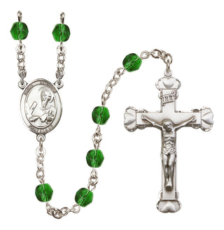 Silver-Plated 6mm Saint Andrew the Apostle  Engraved Catholic Rosaries