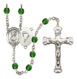 Silver-Plated 6mm Saint Christopher / Paratrooper Rosary