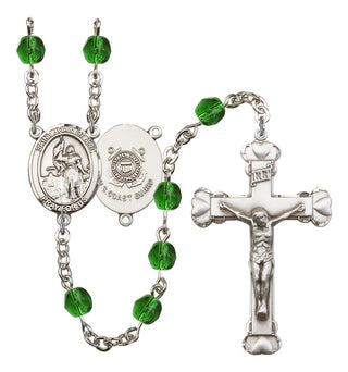 Saint Joan of Arc and Coast Guard Rosary with Emerald Beads