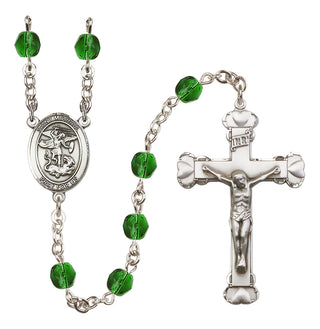 Silver-Plated 6mm Saint Michael the Archangel  Engraved Catholic Rosaries