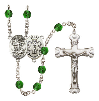 Silver-Plated 6mm Saint Michael/1St Responder Rosary