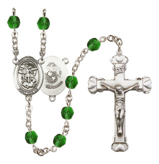 Silver-Plated 6mm Saint Michael / Marines Rosary