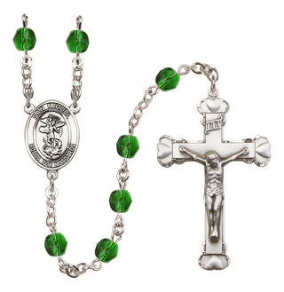 Silver-Plated 6mm San Miguel Arcangel  Engraved Catholic Rosaries