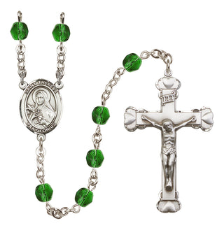 Silver-Plated 6mm Saint Theresa  Engraved Catholic Rosaries