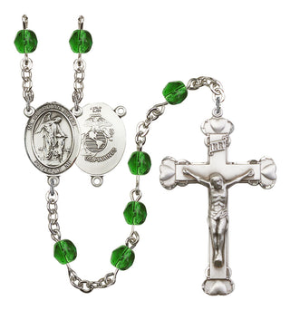 Guardian Angel and Marine Corp Rosary with Emerald Beads