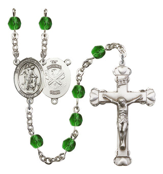 Guardian Angel and Nat'l Guard Rosary with Emerald Beads