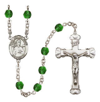 Silver-Plated 6mm Saint Leo the Great  Engraved Catholic Rosaries