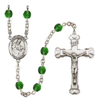 Silver-Plated 6mm Saint Ambrose  Engraved Catholic Rosaries