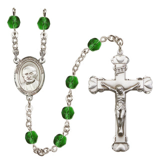 Silver-Plated 6mm Saint Arnold Janssen  Engraved Catholic Rosaries