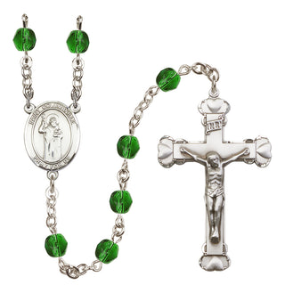 Silver-Plated 6mm Saint Columbkille  Engraved Catholic Rosaries