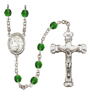 Silver-Plated 6mm Saint Jeanne Chezard de Matel  Engraved Catholic Rosaries