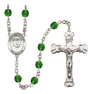 Silver-Plated 6mm Saint Damien of Molokai  Engraved Catholic Rosaries