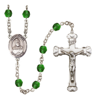 Silver-Plated 6mm Saint Fabian  Engraved Catholic Rosaries