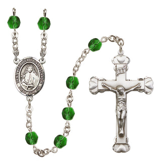 Silver Plated 6mm Fire Polished Saint Maria Bertilla Boscardin Rosary in Emerald