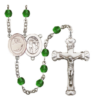 Saint Sebastian and Gymnastics Rosary with Emerald Beads