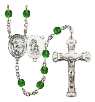 Guardian Angel and Soccer Rosary with Emerald Beads