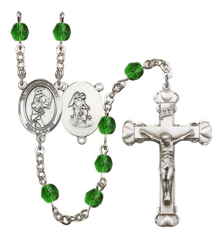 Softball and Guardian Angel Rosary with Emerald Beads