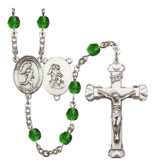 Guardian Angel and Men's Track & Field Rosary with Emerald Beads