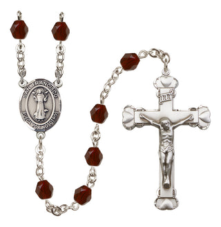 Silver Plated 6mm Fire Polished San Francis Rosary in Garnet