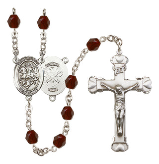 Silver-Plated 6mm Saint George / Nat'l Guard Rosary
