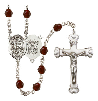 Silver-Plated 6mm Saint George / Navy Rosary