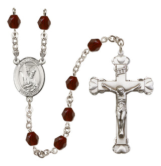 Silver Plated 6mm Fire Polished Saint Helen Rosary in Garnet