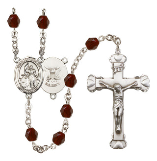 Silver-Plated 6mm Saint Joan of Arc / Navy Rosary
