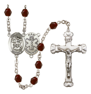 Silver-Plated 6mm Saint Michael/1St Responder Rosary