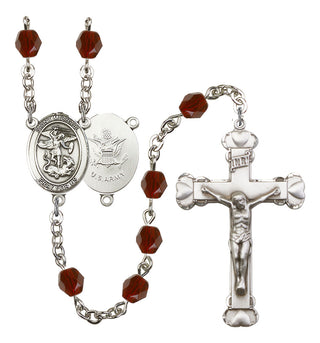 Saint Michael and Army Rosary with Garnet Beads