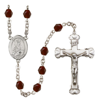 Silver Plated 6mm Fire Polished Saint Louis Rosary in Garnet
