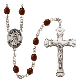 Silver Plated 6mm Fire Polished San Peregrino Rosary in Garnet