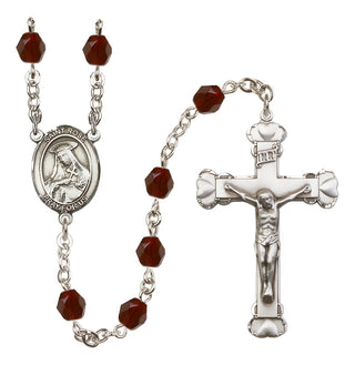 Silver Plated 6mm Fire Polished Saint Rose of Lima Rosary in Garnet