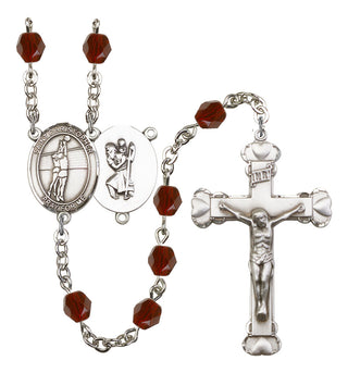 Saint Christopher and Volleyball Rosary with Garnet Beads