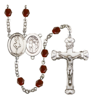 Saint Sebastian and Dance Rosary with Garnet Beads