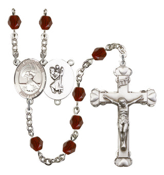 Saint CHRISTOPHER and Water Polo-Women Rosary with Garnet Beads