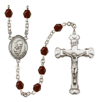 Silver Plated 6mm Fire Polished Blessed Trinity Rosary in Garnet