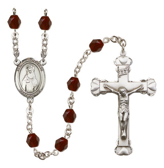 Silver-Plated 6mm Saint Hildegard von Bingen  Engraved Catholic Rosaries