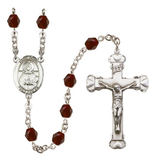 Silver-Plated 6mm Saint Daria  Engraved Catholic Rosaries