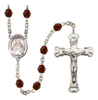 Silver-Plated 6mm Saint Gerald  Engraved Catholic Rosaries