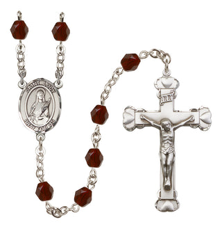 Silver-Plated 6mm Saint Lucy  Engraved Catholic Rosaries