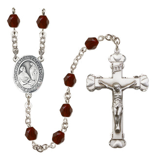 Silver Plated 6mm Fire Polished Saint Mary Magdalene of Canossa Rosary in Garnet