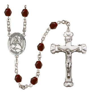Silver Plated 6mm Fire Polished Guardian Angel Protector Rosary in Garnet