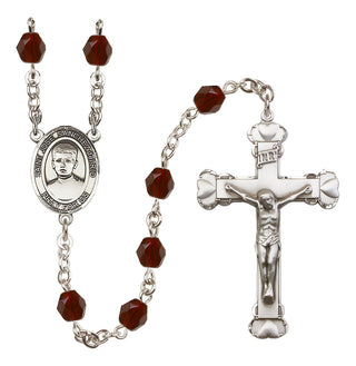 Silver-Plated 6mm Saint Jose Sanchez del Rio  Engraved Catholic Rosaries